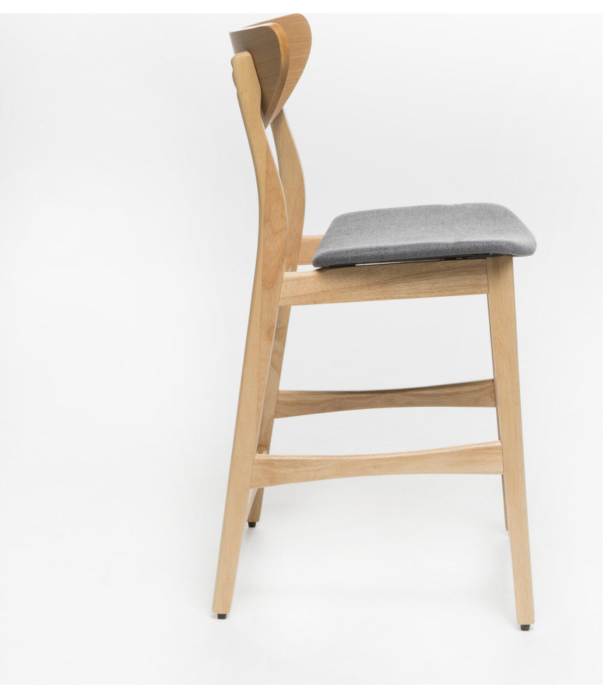 GDF Studio Molle Mid-Century Design Counter Stools, Gray/Oak, Set of 2