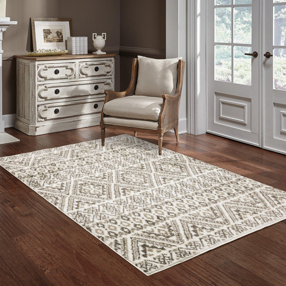 Patterson Updated Lodge Brown/ Beige Area Rug, 9'10" X 12'9"