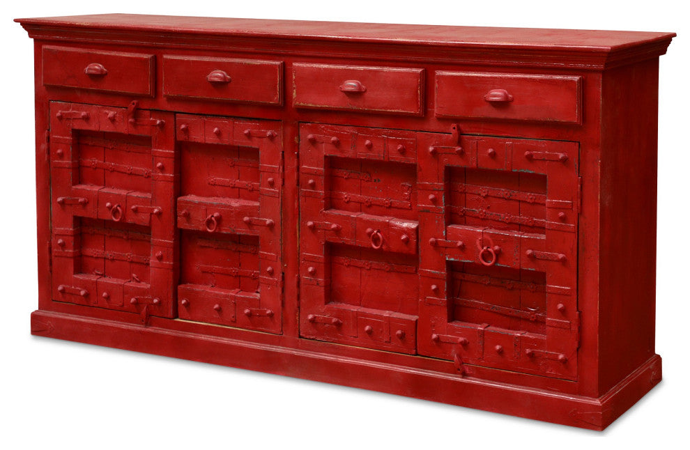 Woodland Red Wooden Sideboard 72"