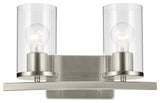 Crosby 15.25" 2-Light Vanity Light With Clear Glass, Brushed Nickel