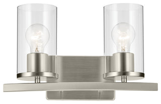Crosby 15.25" 2-Light Vanity Light With Clear Glass, Brushed Nickel