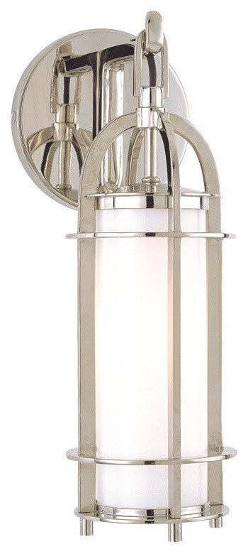 Portland, One Light Bath And Vanity, Polished Nickel Finish, Glass Shade