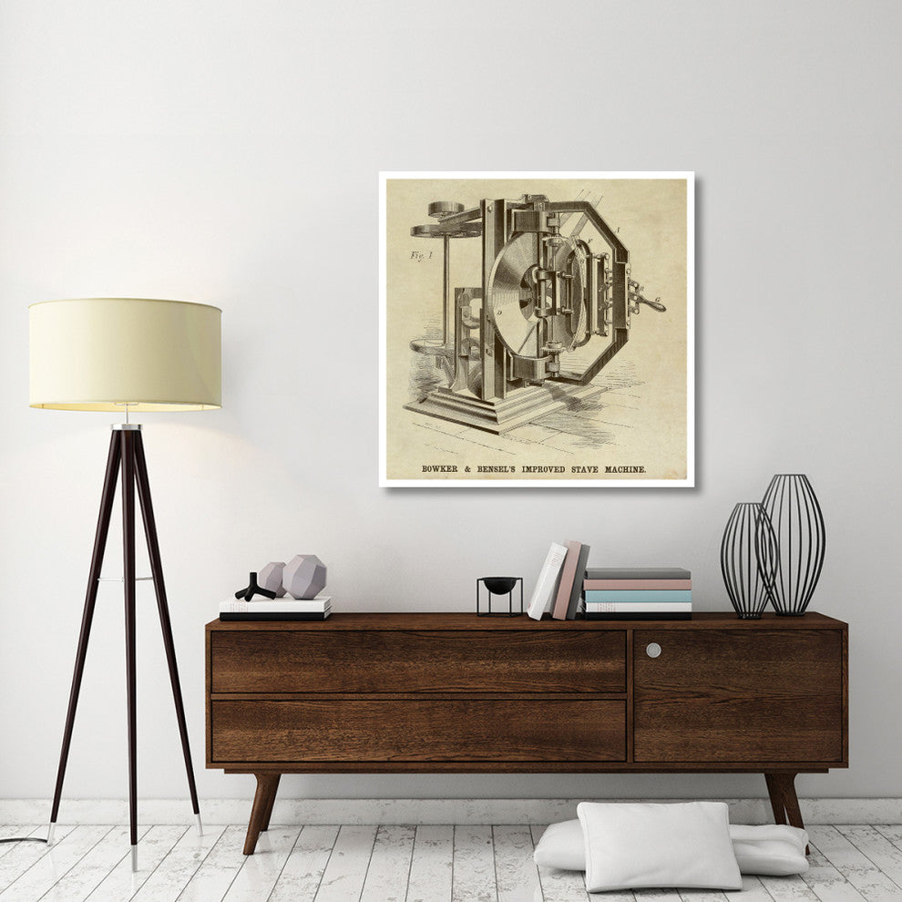 "Bowker & Bensel's Improved Stave Machine" Paper Print by Inventions, 42"x42"