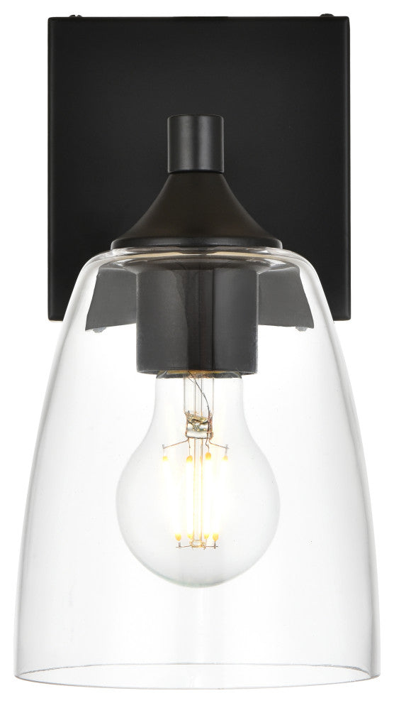 1 Light Black And Clear Bath Sconce
