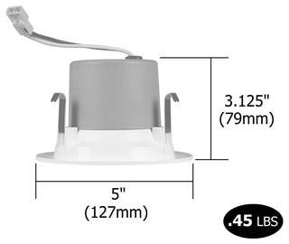 DCR4 LED Recessed Downlight Retrofit Light Fixture, White, Baffle, 2700k
