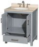 Wyndham WCS141430SGYIVUNOMXX Single Vanity in Gray with Ivory Marble Top
