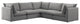 Mackenzie Linen Textured Fabric 5-Piece Modular L-Shaped Sectional, Grey