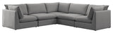 Mackenzie Linen Textured Fabric 5-Piece Modular L-Shaped Sectional, Grey