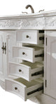 60" Double Bathroom Vanity, with Ivory White Engineered Marble in Antique White