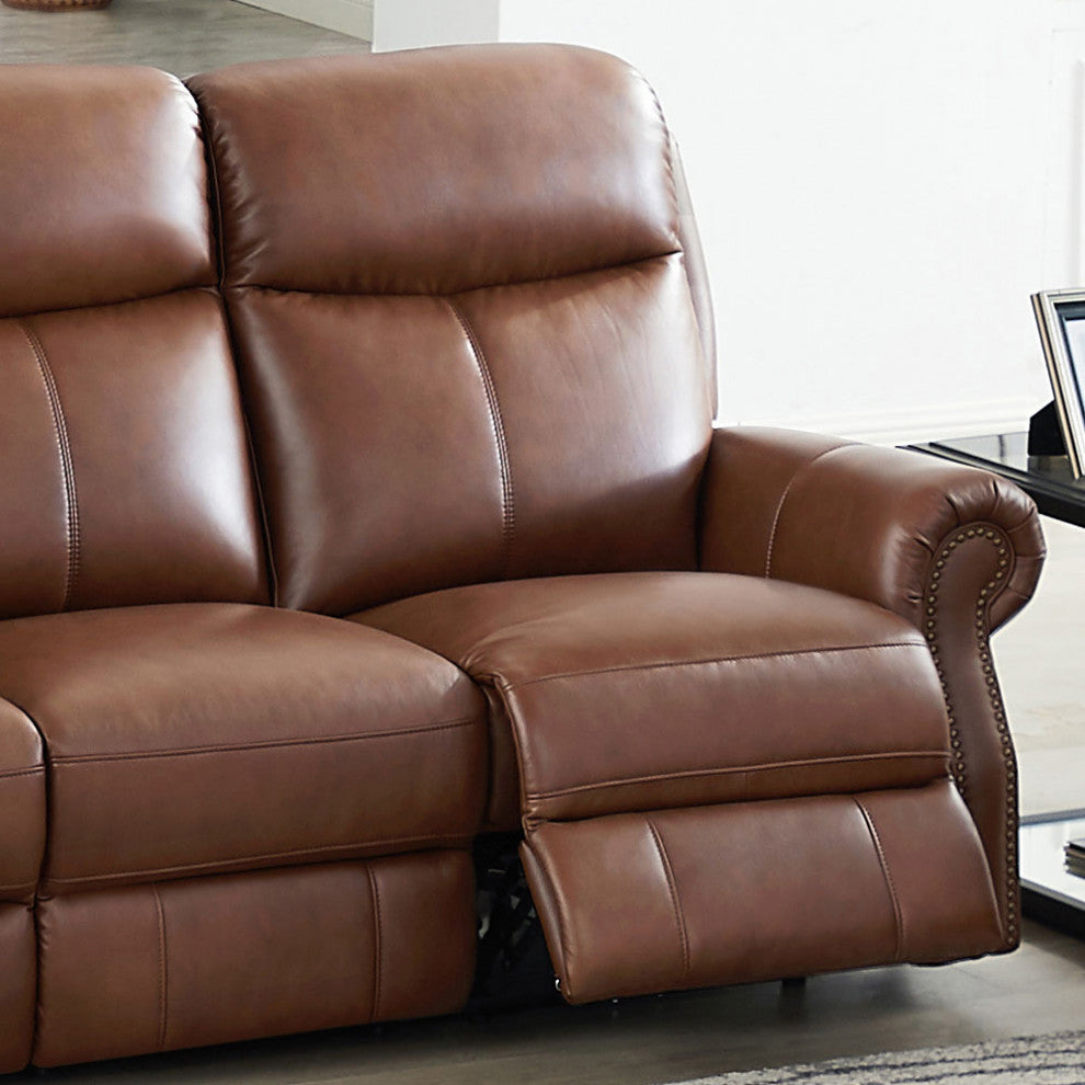 Hydeline Royce Zero Gravity Power Reclining Leather Set, Pecan Brown, Sofa