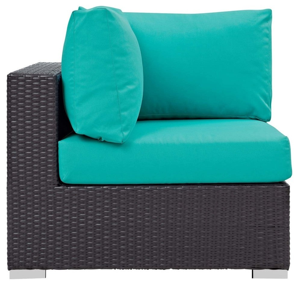 Convene 5 Piece Set Outdoor Patio with Fire Pit Espresso Turquoise