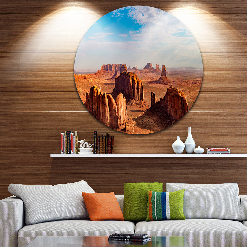Monument Valley Aerial Sky View, Landscape Round Wall Art, 23"