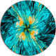 Layered Blue Fractal Flower Petals, Floral Disc Metal Artwork, 11"