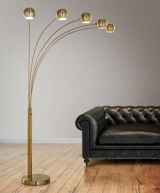 The ORBS Modern 5 Llite Arch Floor Lamp, Antique Brass