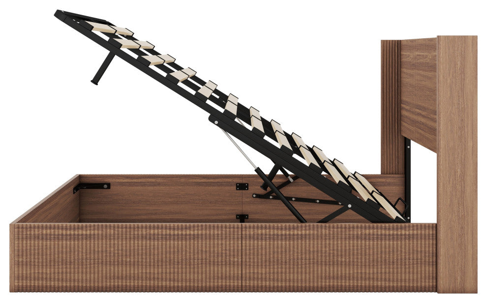 Gewnee Large grooved undulating lift storage bed frame