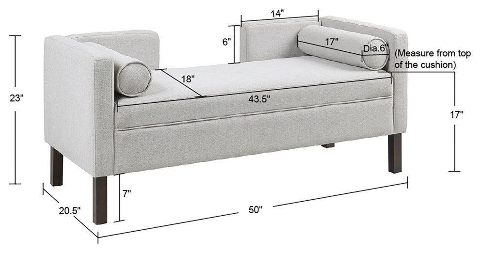 Madison Park Bradford Modern Open Back Upholstered Accent Bench, Grey