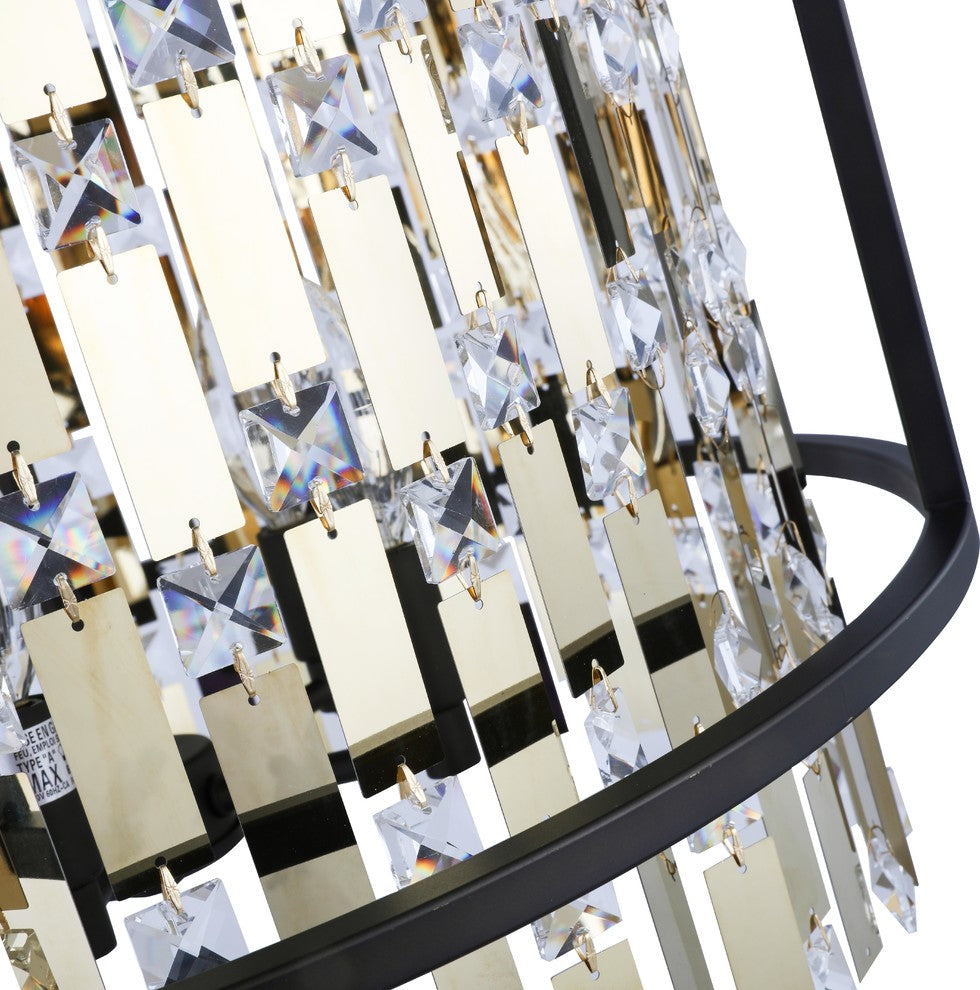 Woodbridge Lighting Cascade 5-light Steel & Glass Drum Pendant in Bronze
