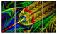 Stained Glass with Glowing Designs, Abstract Wall Art Canvas, 48"x28", 4 Panels