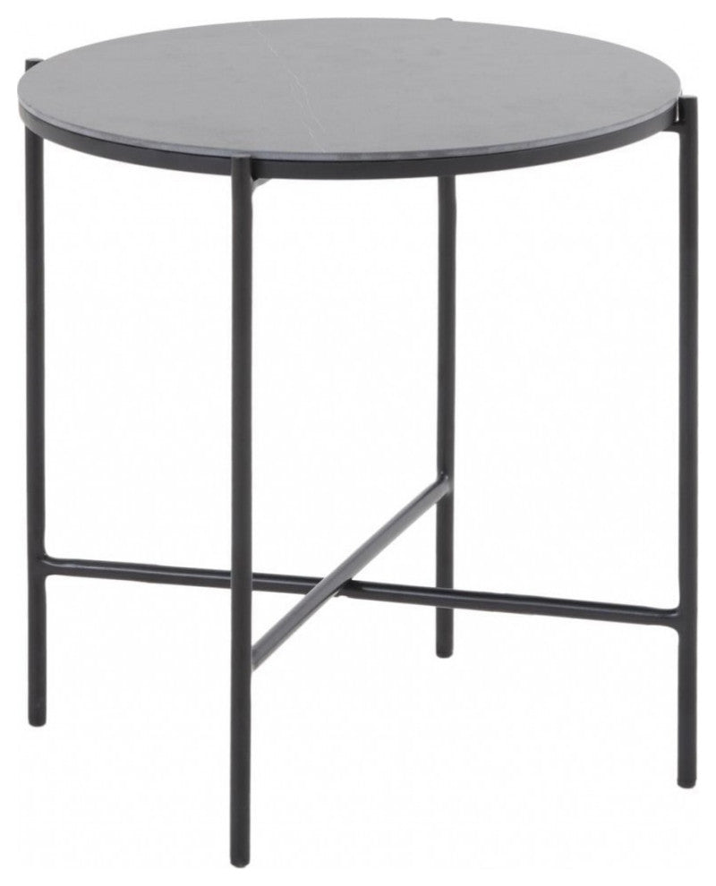 Modern Industrial Black Round Ceramic Side Table