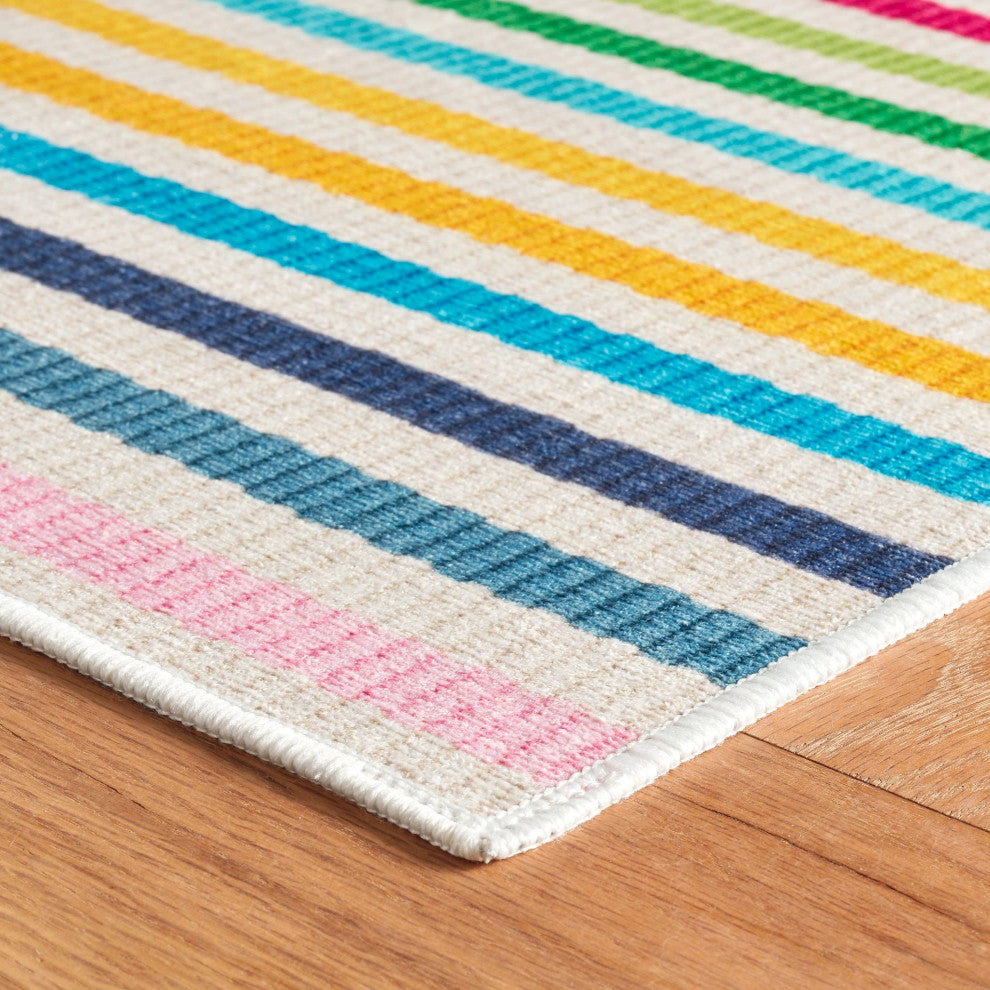Dash & Albert Rainbow Stripe Multi Machine Washable Rug, Multi, 8' x 10'