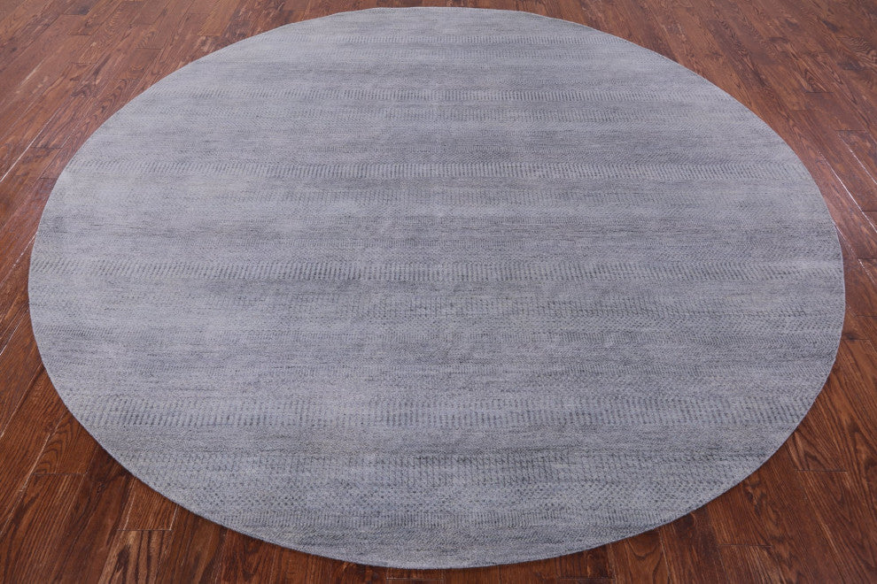 9' 5" X 9' 6" Round Wool and Silk Savannah Grass Hand Knotted Rug Q11450