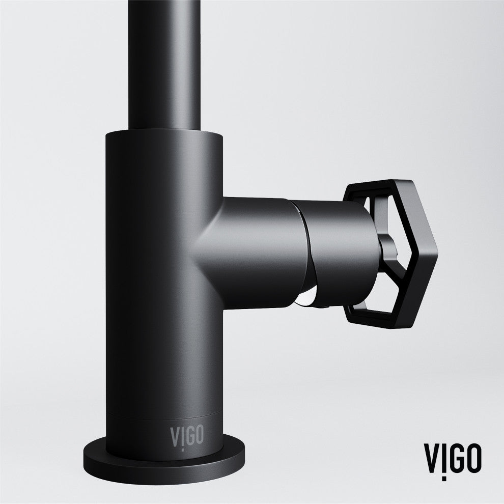 VIGO Ruxton 9" H Single Handle Single Hole Bathroom Faucet, Matte Black, Without Extras