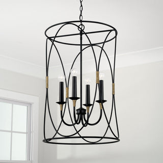 Capital Lighting 545641 Amara 4 Light 19"W Pendant - Matte Black with Brass
