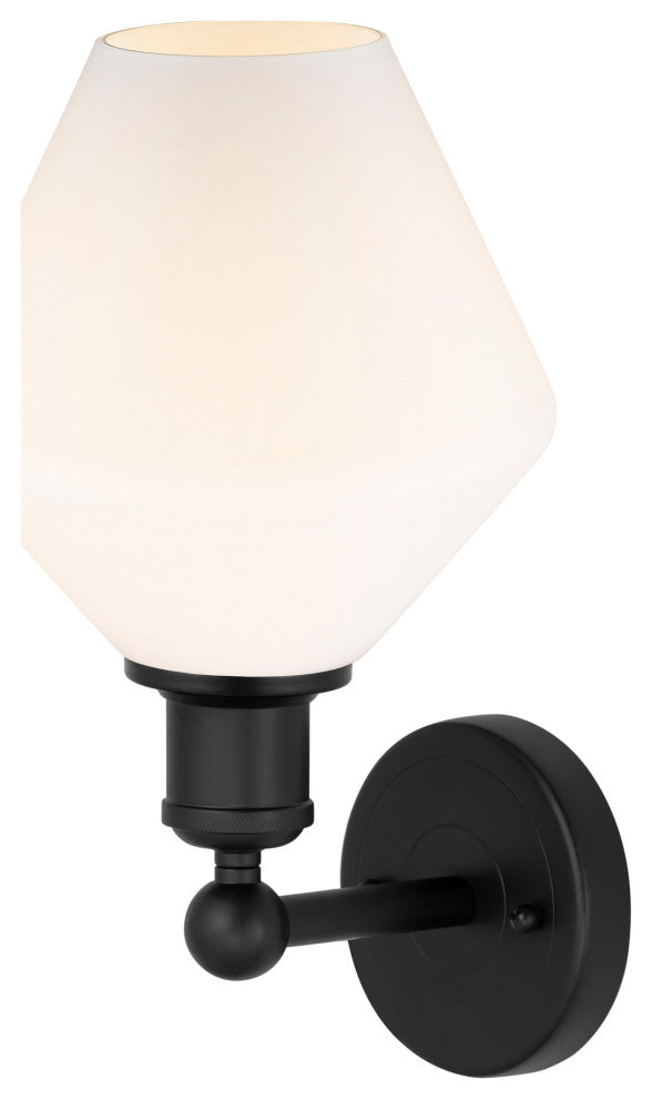 Edison Cindyrella 1-Light 8" Sconce, Matte Black -Cased Matte White Shade