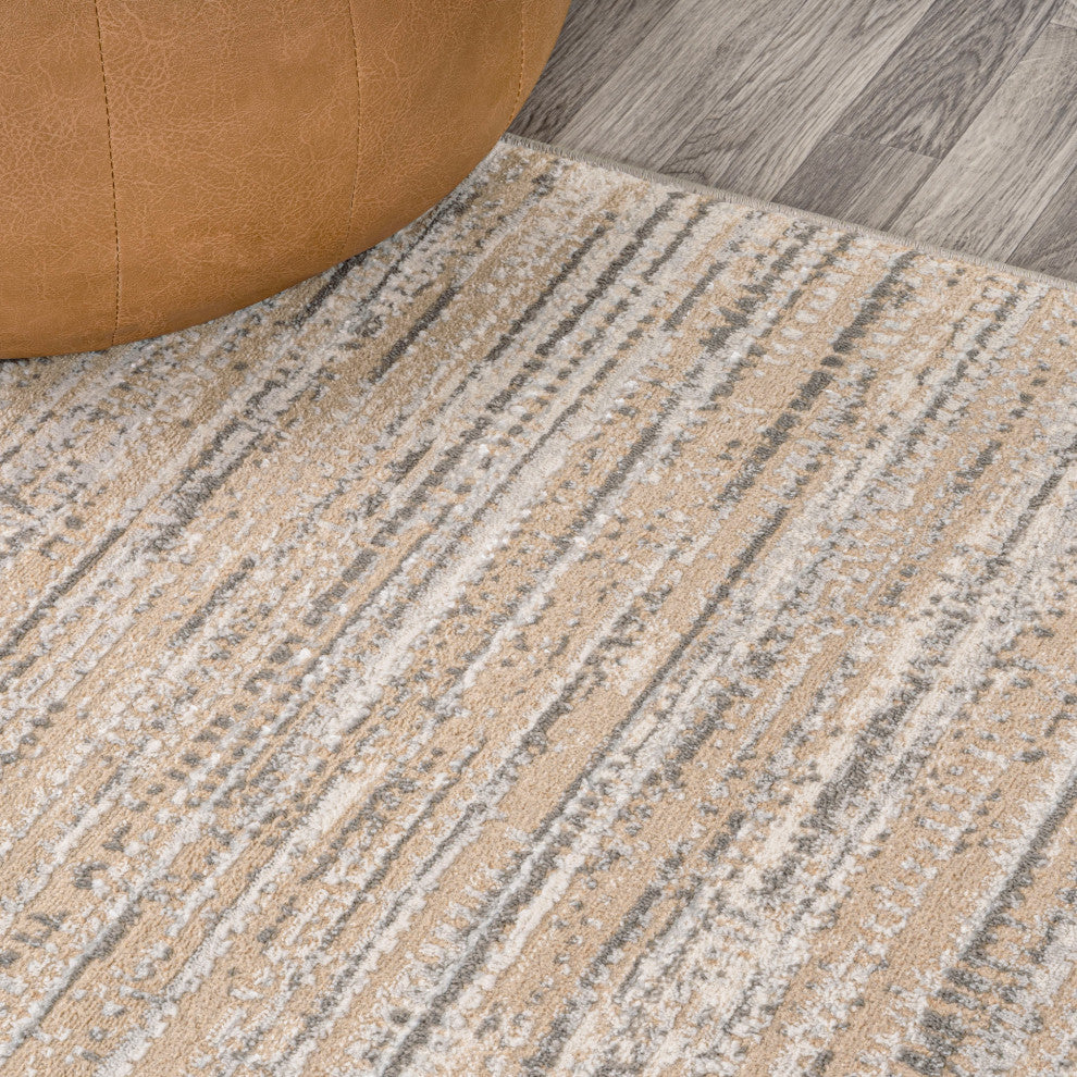 Loom Modern Strie' Beige/Gray 5 ft. x 8 ft. Area Rug
