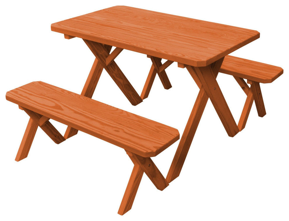 Pressure Treated Pine Cross Leg Picnic Table with Benches