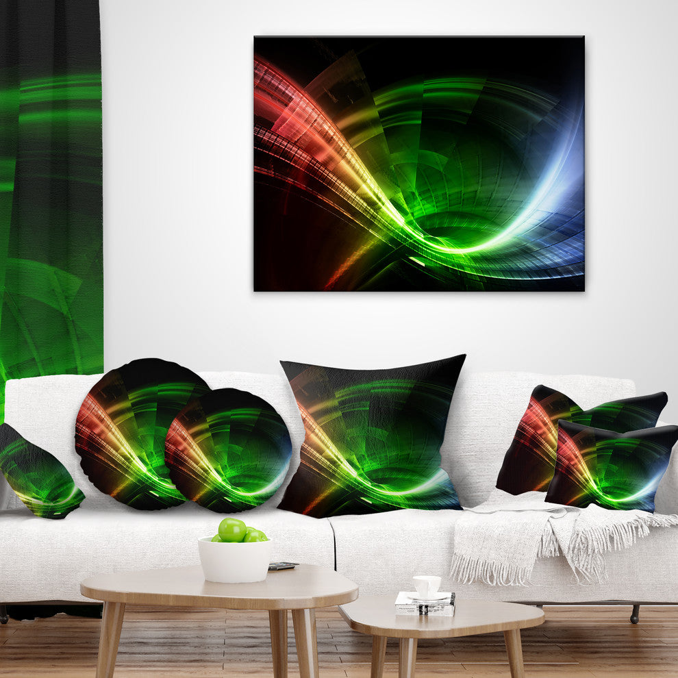 Fractal 3D Colorful Tunnel Contemporary Throw Pillow, 18"x18"