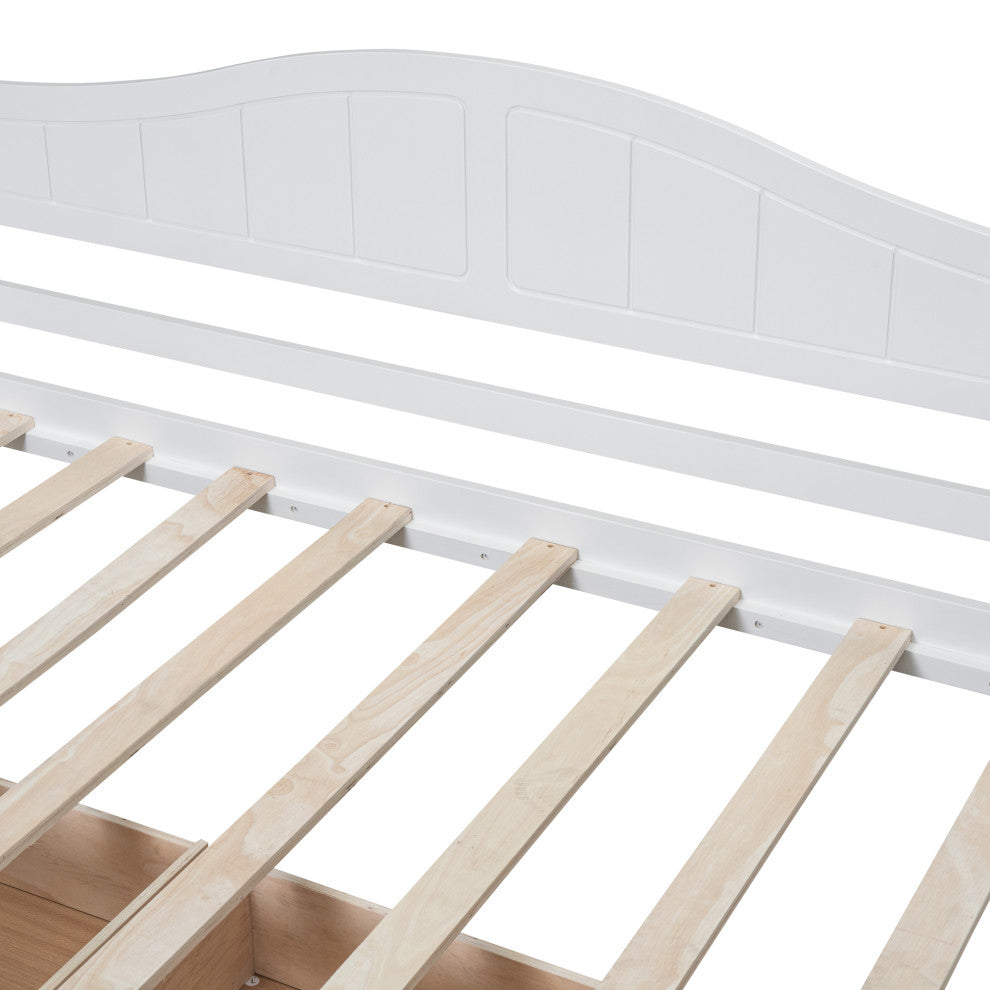 Gewnee Twin Size Canopy Day Bed with 2 Drawers, White