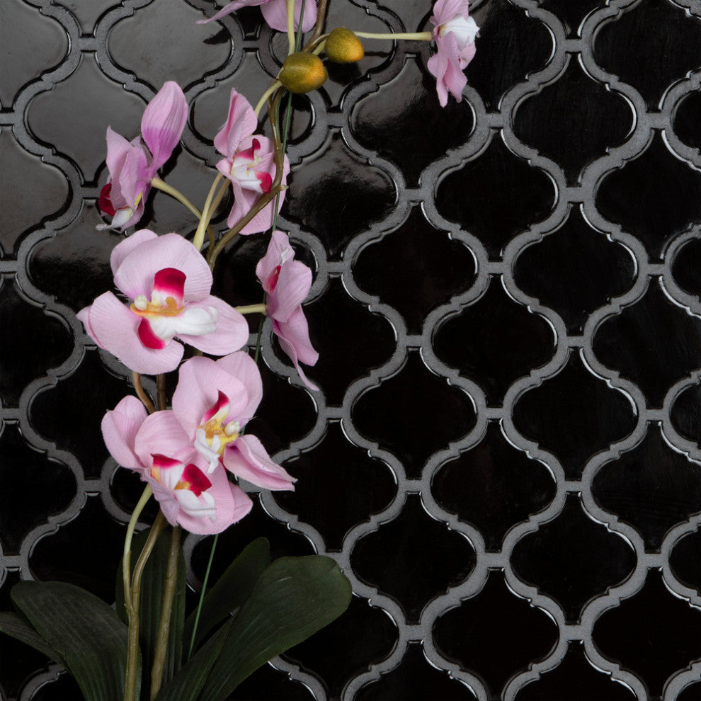 Metro Lantern Glossy Black Porcelain Floor and Wall Tile