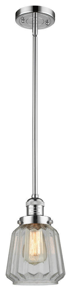 1-Light Chatham 6" Mini Pendant, Polished Chrome, Glass: Clear