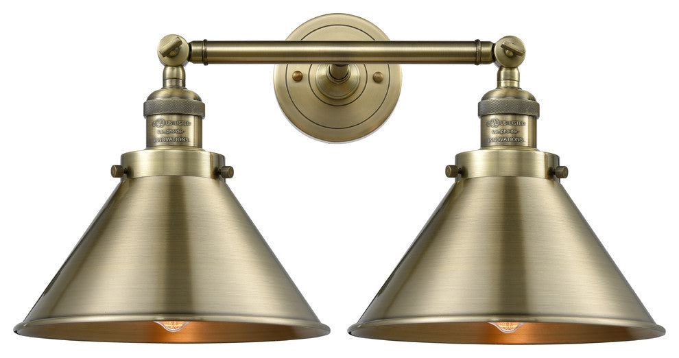 Briarcliff 2-Light Bath Fixture, Antique Brass