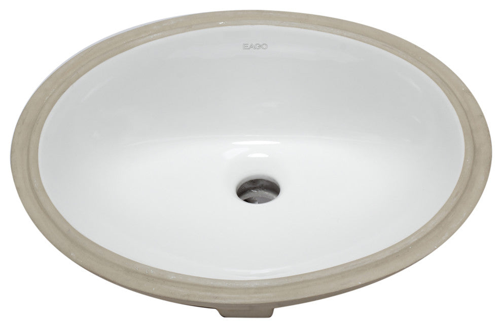 EAGO BC224 White Ceramic 18"x15" Undermount Oval Bathroom Sink