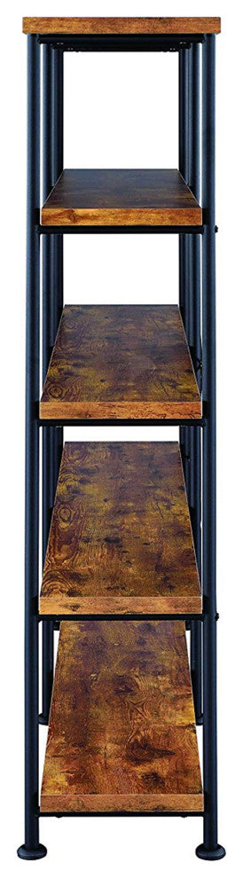 63" Industrial 4 Tier Bookshelf Particleboard Metal Frame, Brown