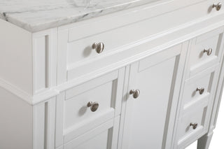 Home Living Vanity with Carrara White Marble Countertop, White, 42", Single Sink