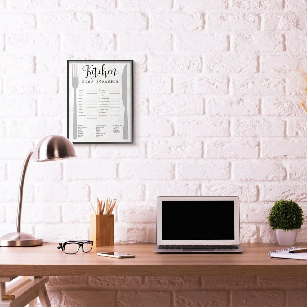 Stupell Industries Kitchen Word Scramble Fun Family Word Design, 16"x20", Black