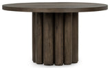 Tiber Oak Wood Round Dining Table, 55", Toasted Brown