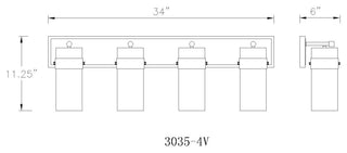 Fontaine Four Light Vanity, Matte Black