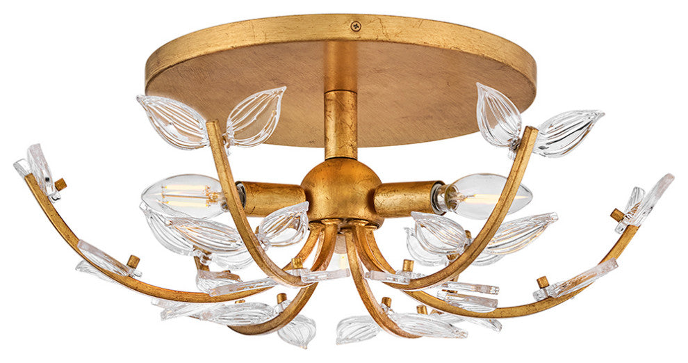 Hinkley Aliso Medium Semi-Flush Mount, Distressed Brass