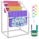 Freestanding Towel Rack Outdoor PVC Poolside Storage Organizer, 5 Bars, White Trapezoidal