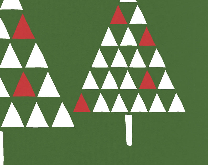 Trio of Trees Holiday Geometric Print Kitchen Towel, Green