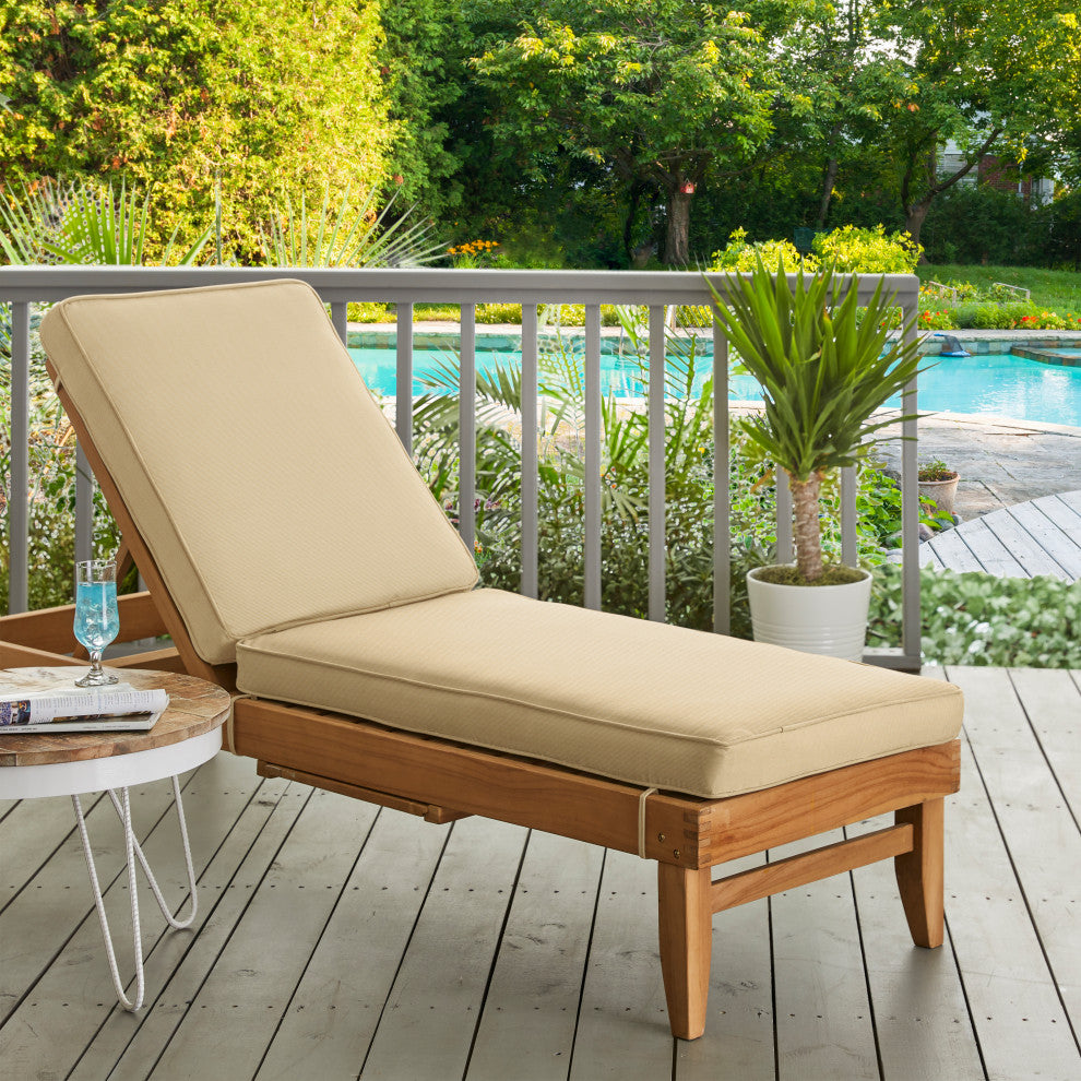 Mozaic Home Canvas Antique Beige Out/Indoor Chaise Lounge Cushion 73x24x3"
