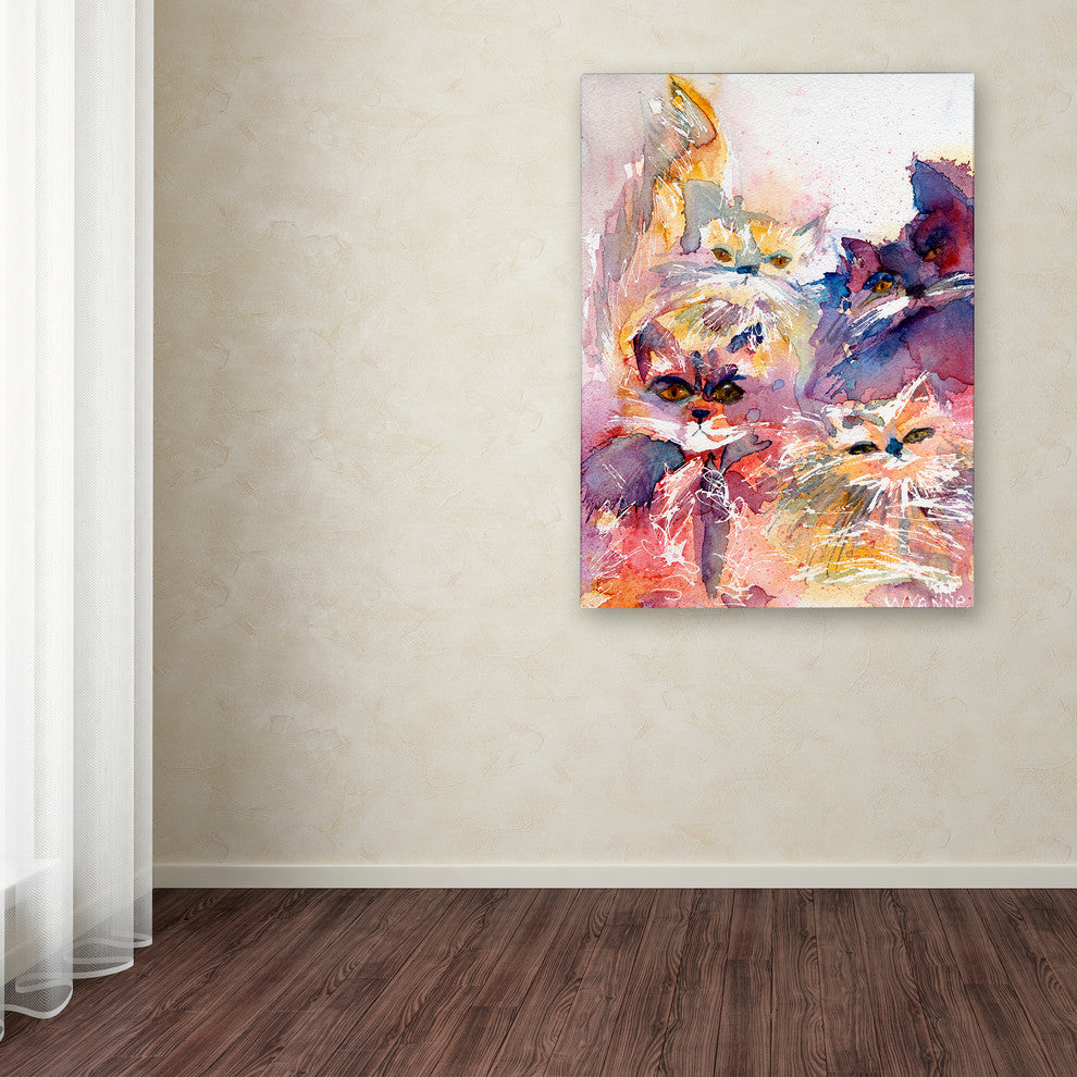 Wyanne 'Four Kitties' Canvas Art, 24"x18"