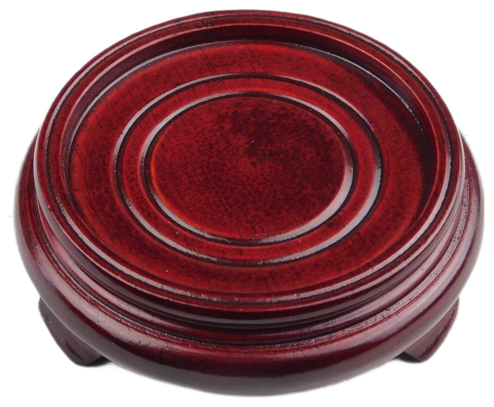 Dark Red Mahogany Porcelain Vase Stand, 3