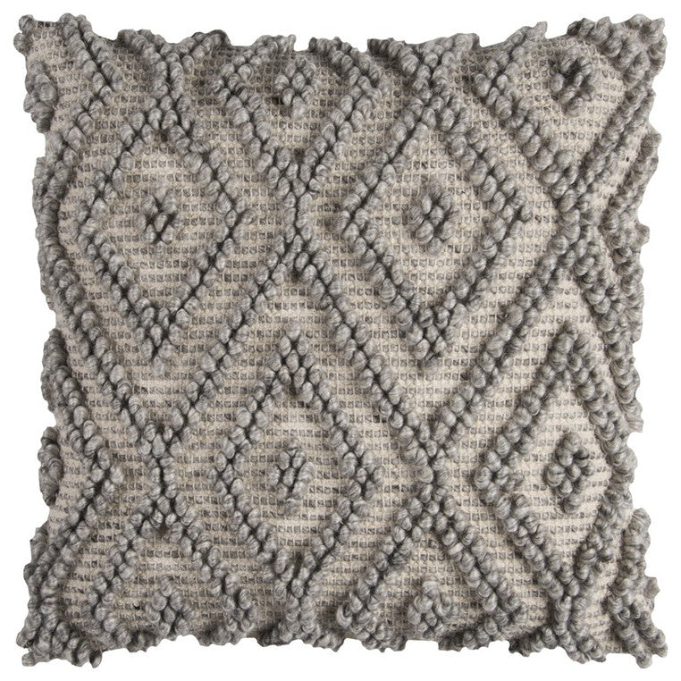 Natural Gray Nubby Diamonds Throw Pillow