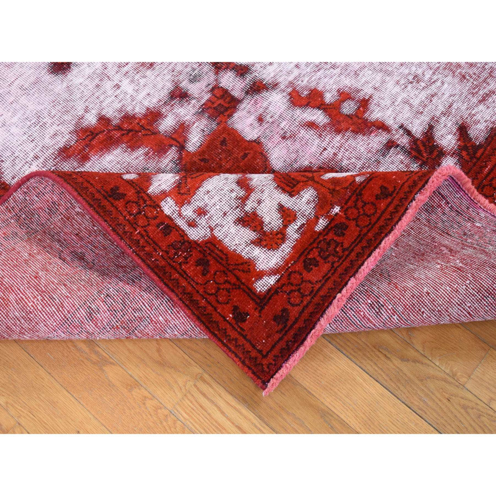 Barn Red, Overdyed Persian, Pure Wool Hand Knotted Oriental Rug, 8'1"x11'