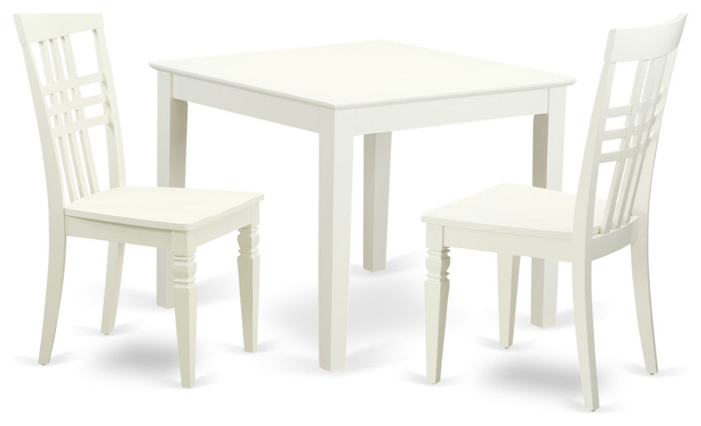 3 Pc Kitchen Table And 2 Wood Dining Chairs In Linen White